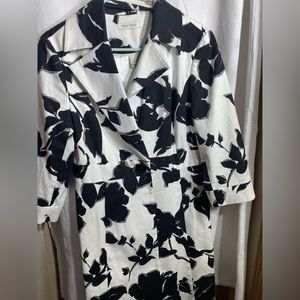 Black and white floral dress coat